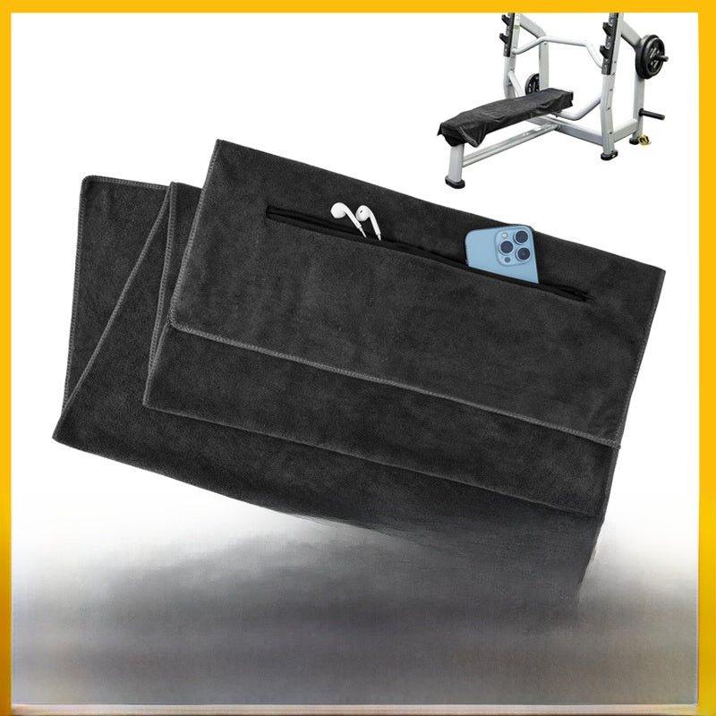 Gym Towel with Zipper Pocket Microfiber Sweat Absorbent