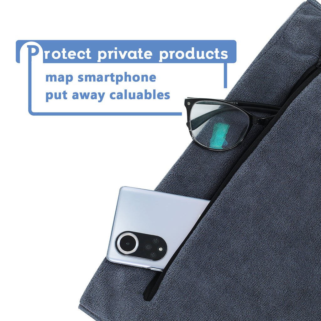 Gym Towel with Zipper Pocket Microfiber Sweat Absorbent