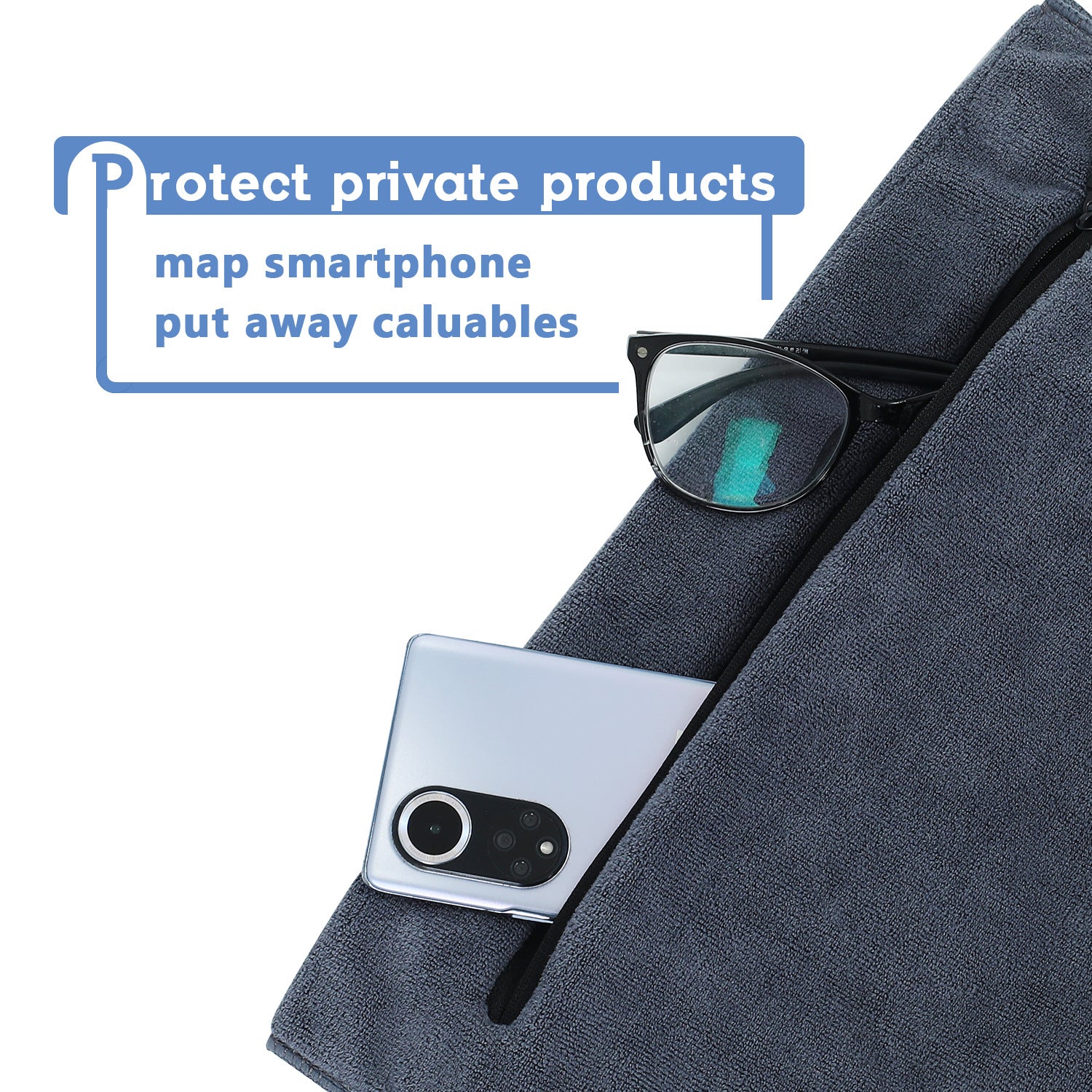 Gym Towel with Zipper Pocket Microfiber Sweat Absorbent